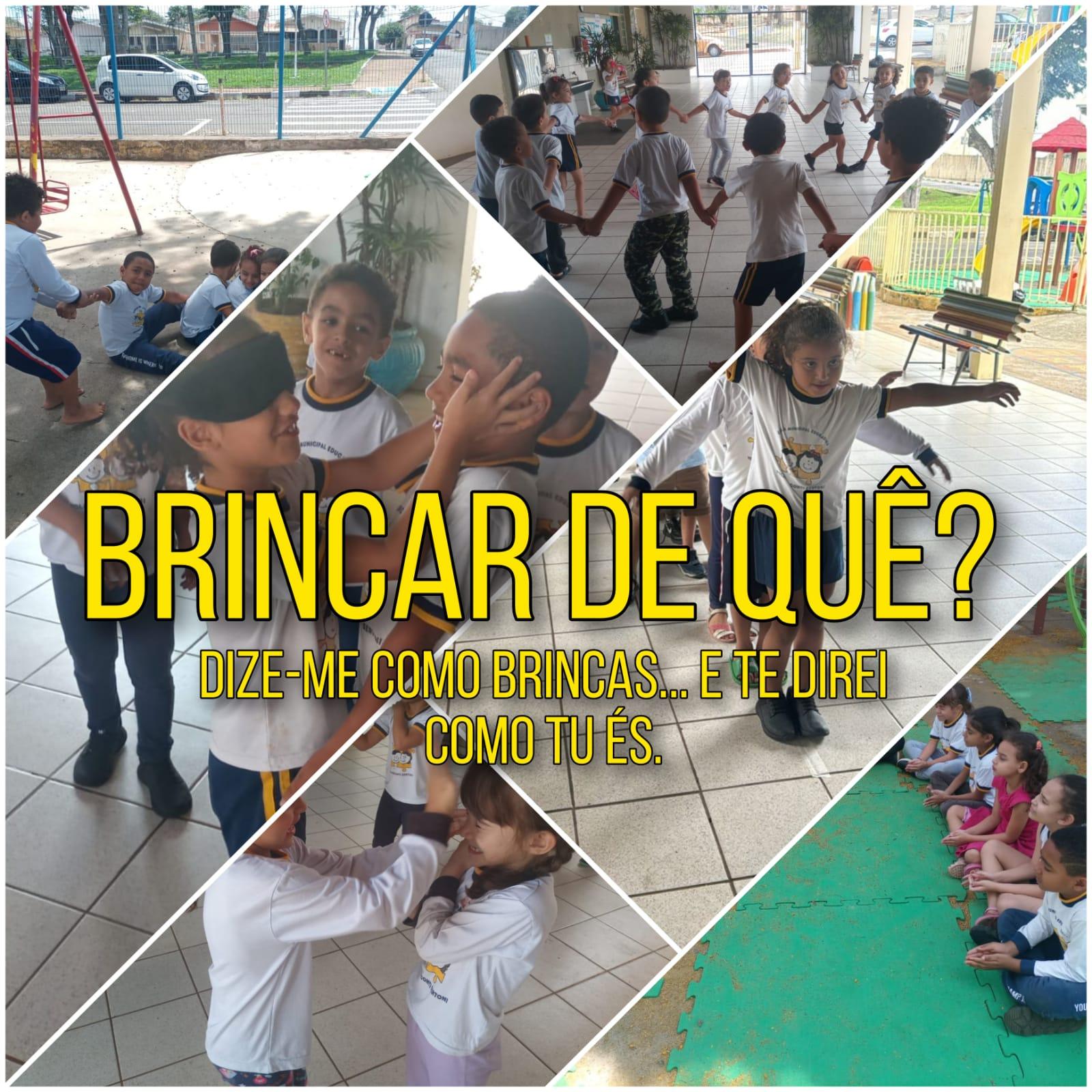 Colagem com diversas brincadeiras infantis